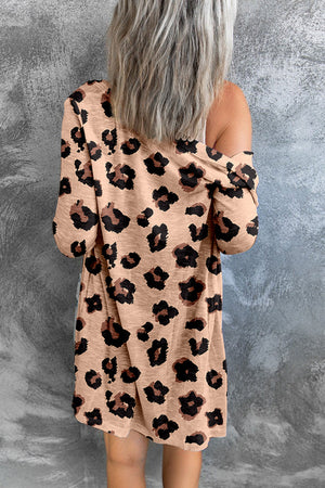 Leopard Printed Open Front Cardigan-1