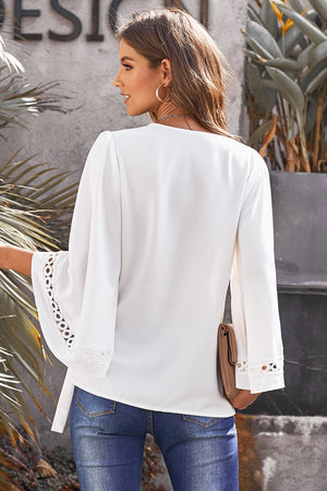 άσπρο δαντελένιο μπλουζάκι κρουαζέ CECILE - Amely.gr - Γυναικεία ρούχα - Φορέματα, ολόσωμες φόρμες