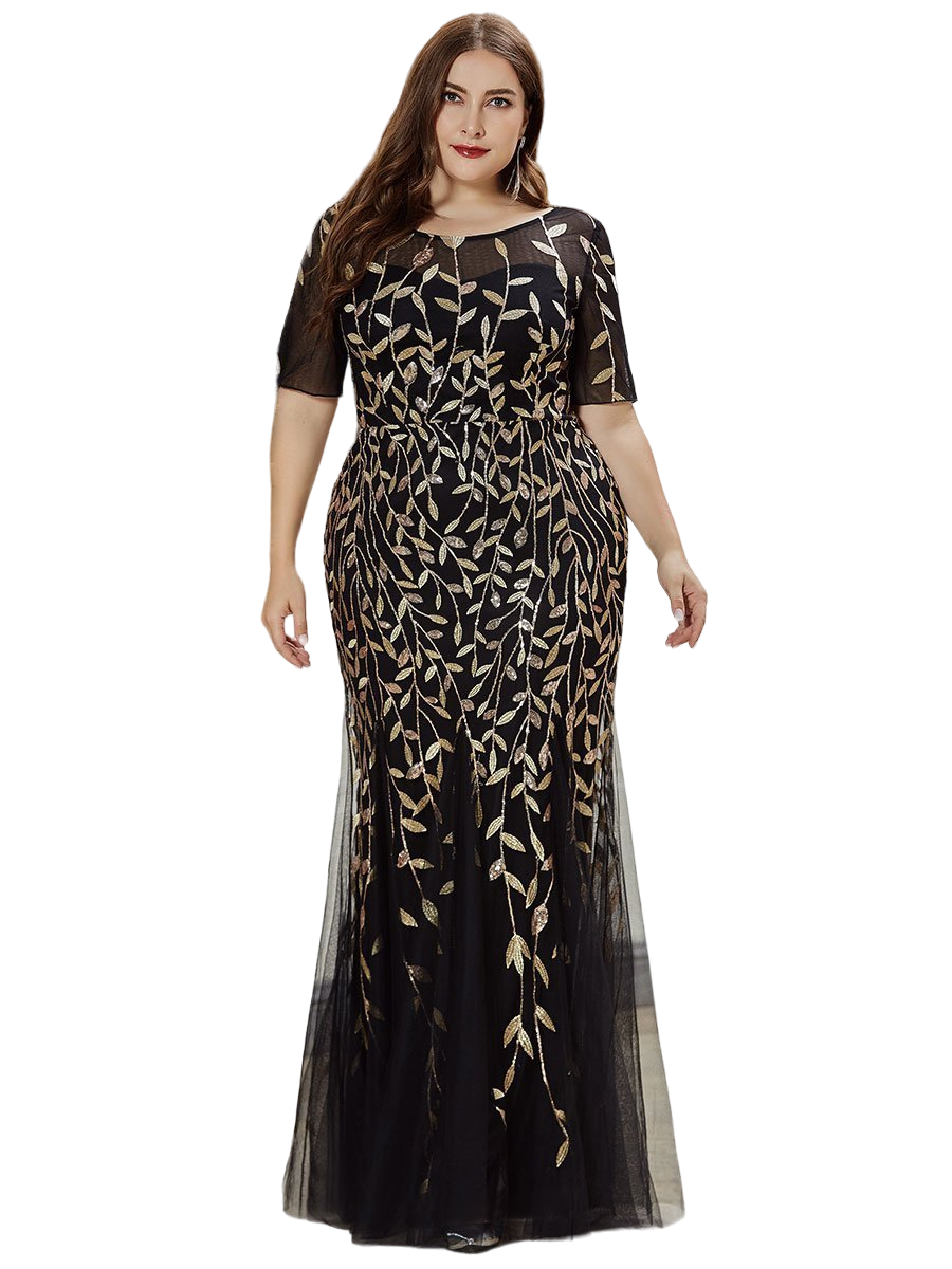 ΑΜΕΣΑ ΔΙΑΘΕΣΙΜΟ: Κοντομάνικο μακρύ φόρεμα DANIEL BLACK&GOLD  (ΝΟΥΜΕΡΑ ΜΕΧΡΙ 7XL - EU58)