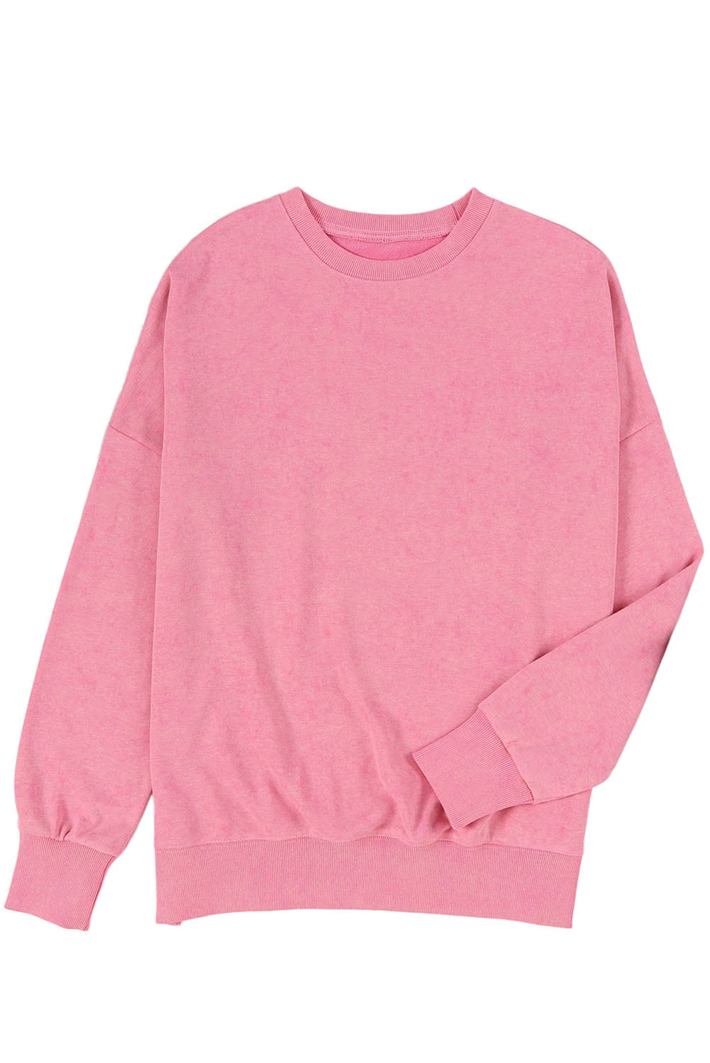 Pink Drop Shoulder Ribbed Trim Oversized Sweatshirt-10