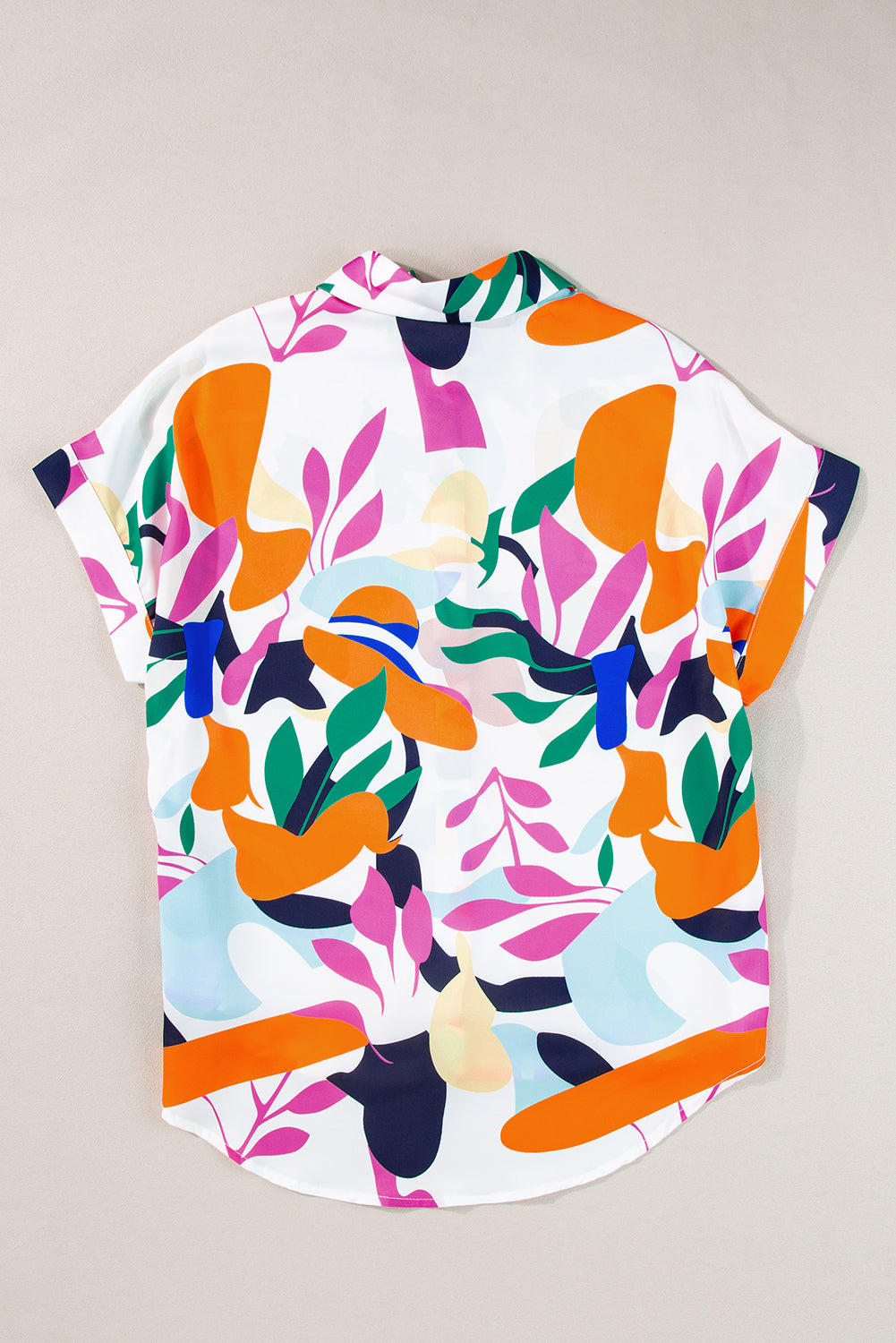 Multicolour Abstract Leafy Print Short Sleeve Shirt-7