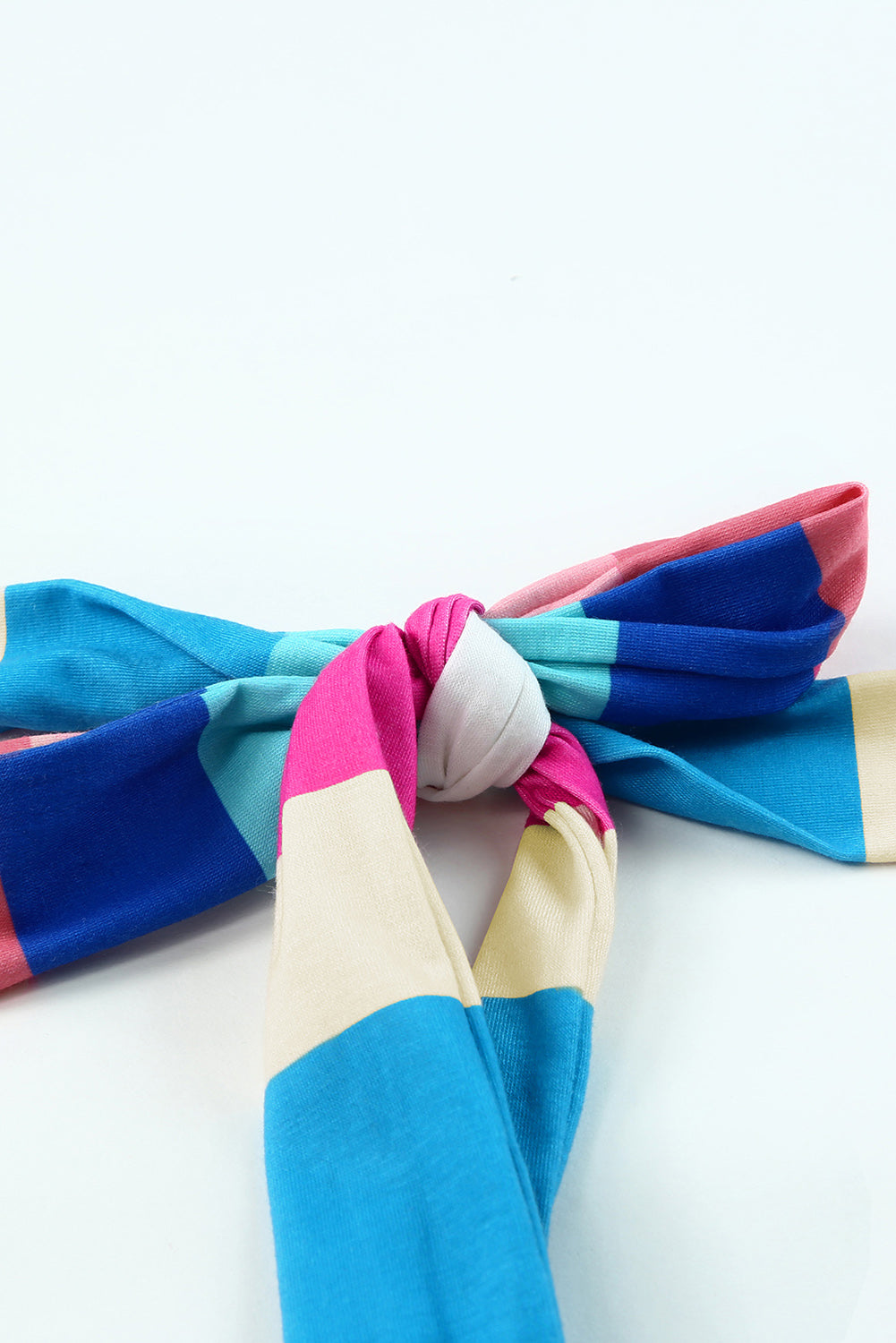 Multicolor Color Block Striped Bow Knot Straps Maxi Dress-11