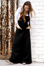 Black Knotted Straps Patch Pocket Wide Leg Jumpsuit-3