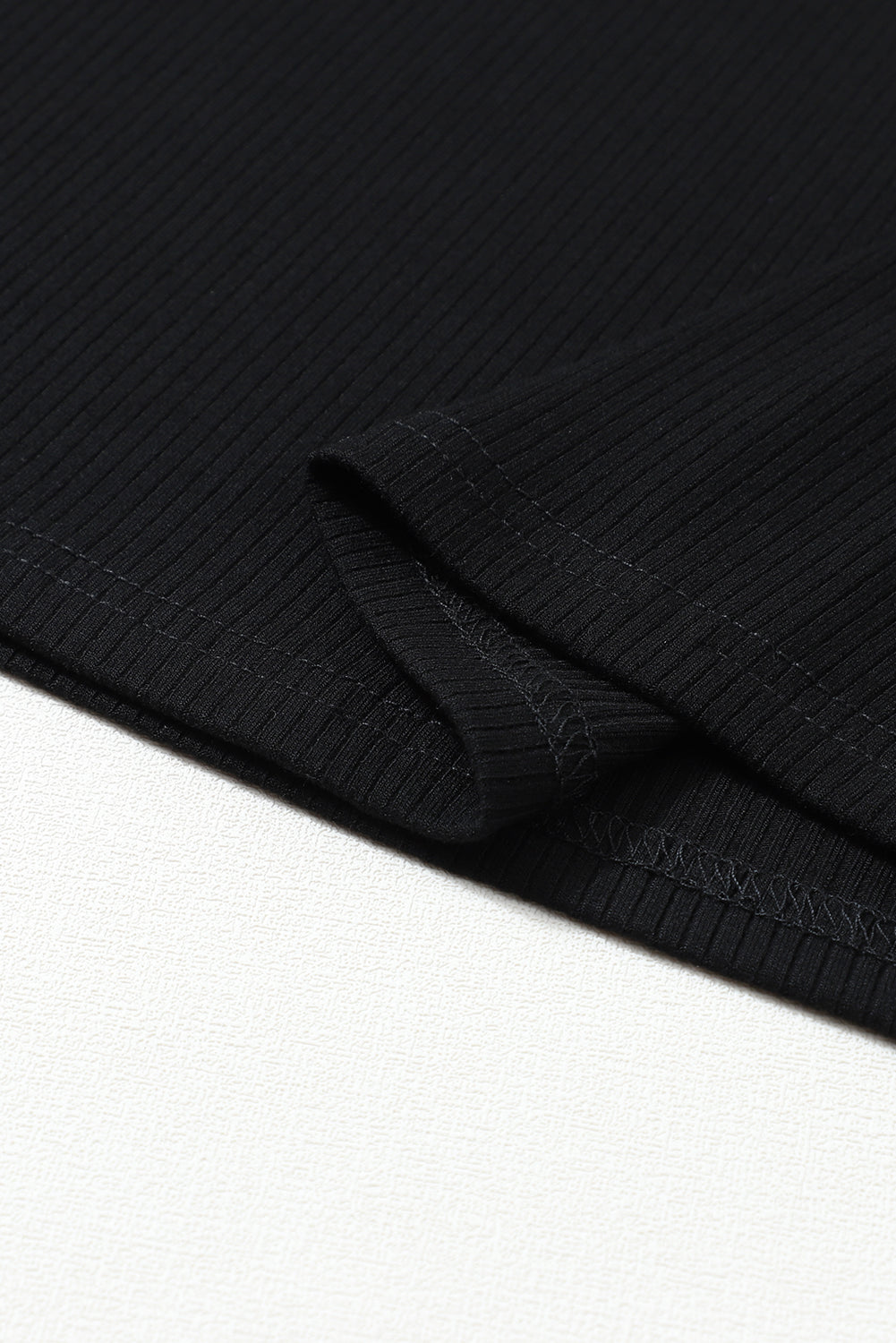 Black Leopard Print Long Sleeve Ribbed Knit Blouse-24