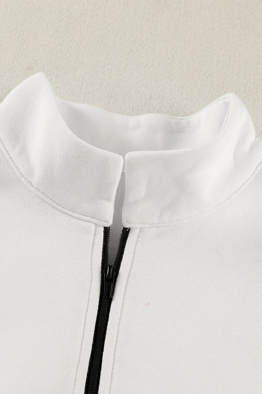 White Oversized Quarter-Zip Pullover Sweatshirt-7