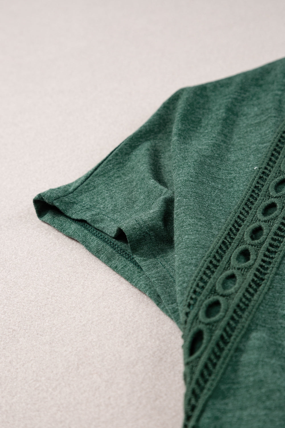 Blackish Green Crochet Lace Detail Oversized Tee-8
