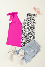 Rose Leopard Patchwork Tie Strap Tank Top-8