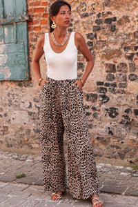 Desert Palm Boho Leopard Wide Leg Pants-2