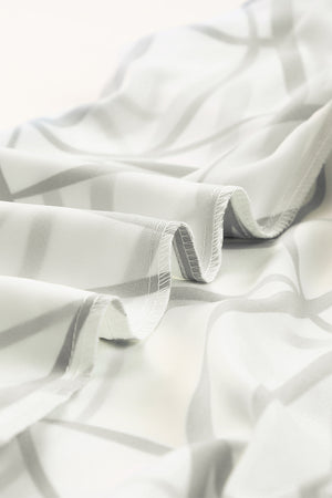 White Abstract Vein Print V Neck Ruffle Maxi Dress-17
