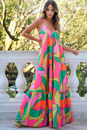 ΑΜΕΣΑ ΔΙΑΘΕΣΙΜΟ: χρωματιστό μάξι αμάνικο boho φόρεμα EMELDA