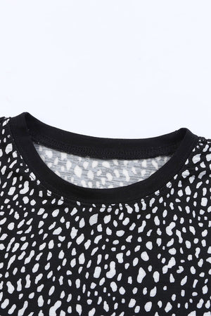 Black Cheetah Print O-neck Short Sleeve T Shirt-9