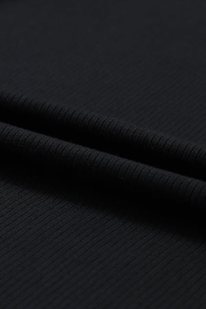 Black Leopard Print Long Sleeve Ribbed Knit Blouse-25