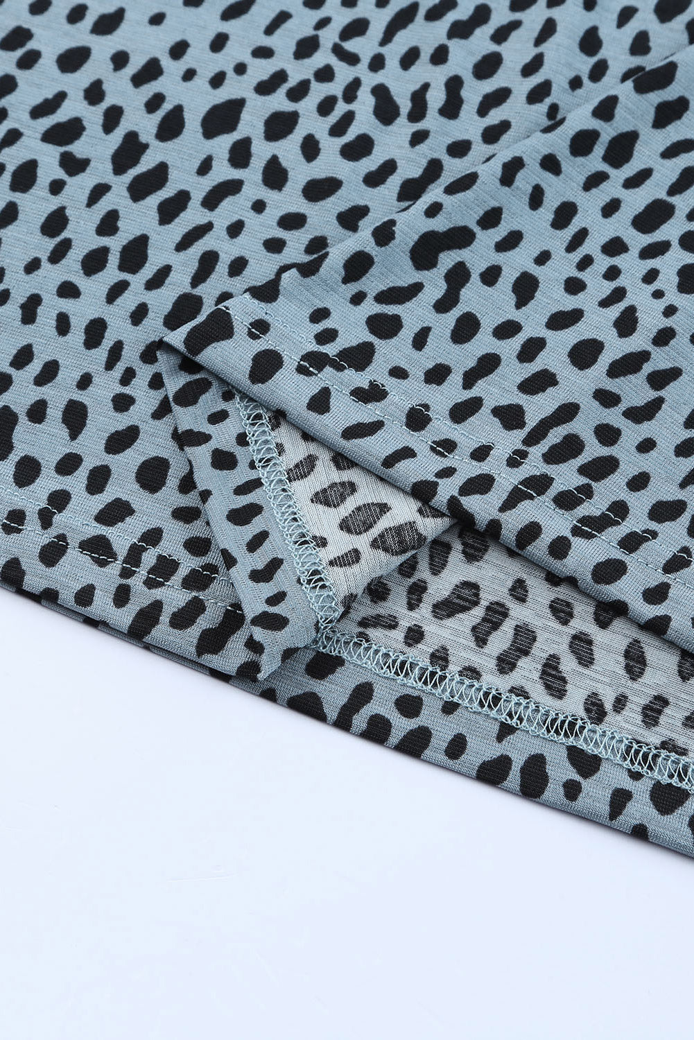 Gray Cheetah Print O-neck Short Sleeve T Shirt-14