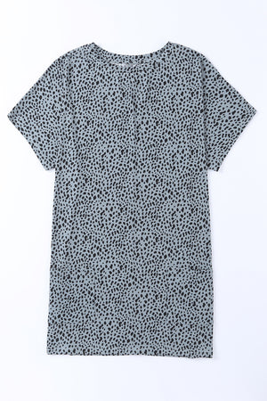 Gray Leopard Print Side Pockets Tunic Top-4