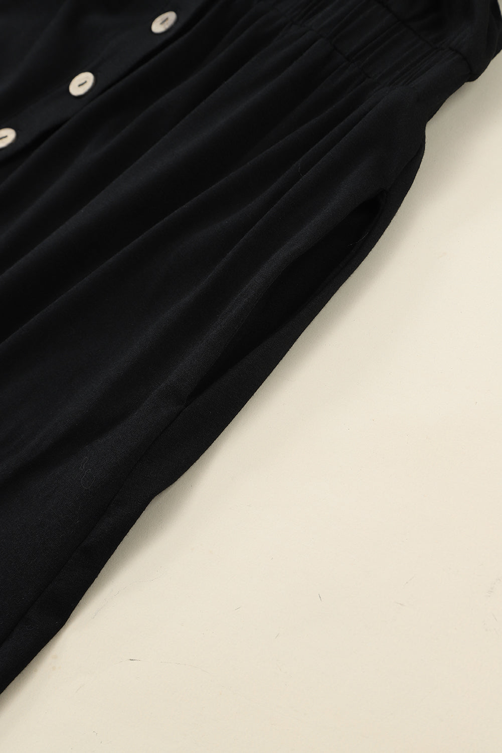 Black Button Up High Waist Long Sleeve Dress-15