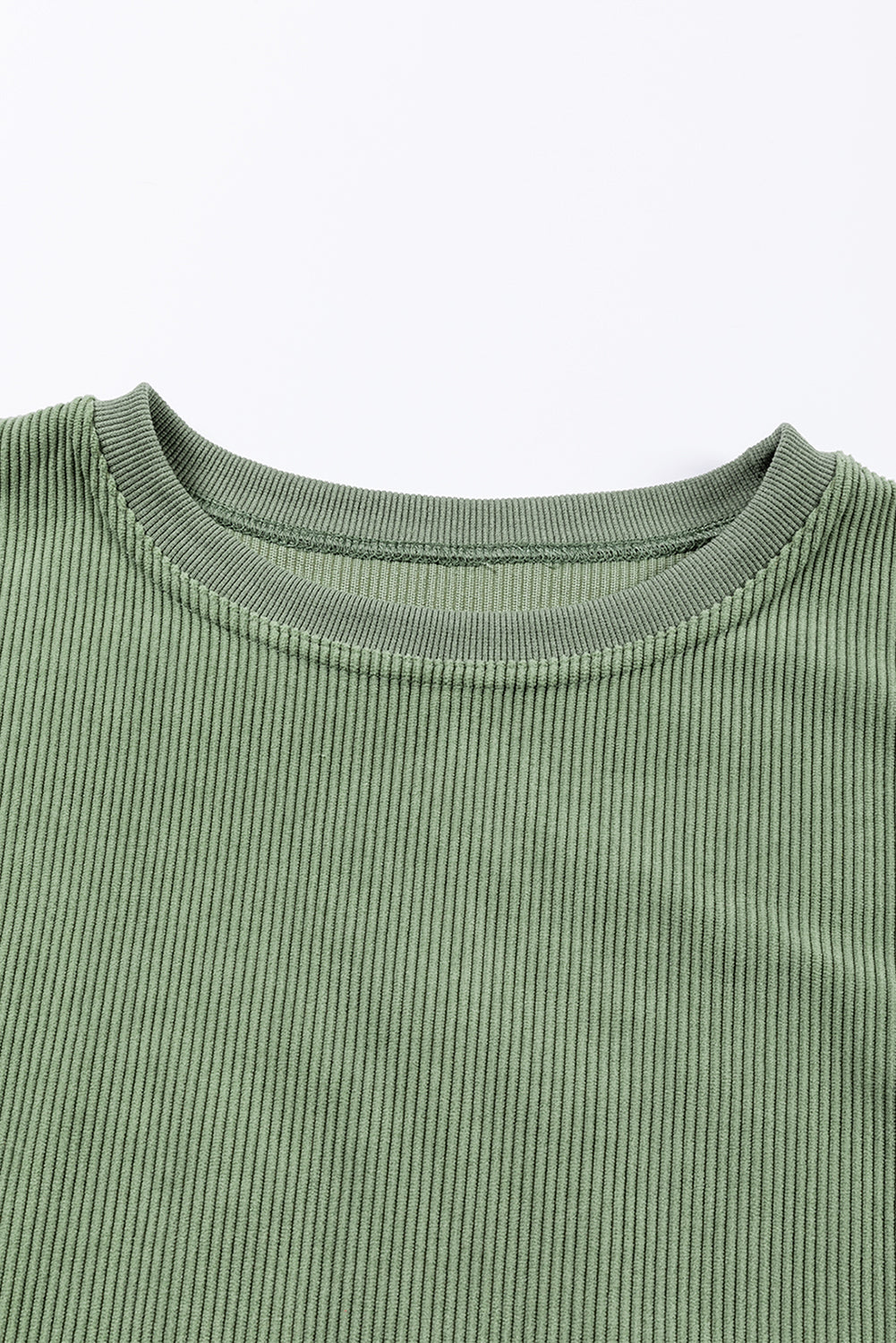 Green Ribbed Corded Oversized Sweatshirt-7