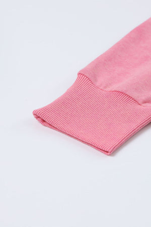 Pink Drop Shoulder Ribbed Trim Oversized Sweatshirt-7