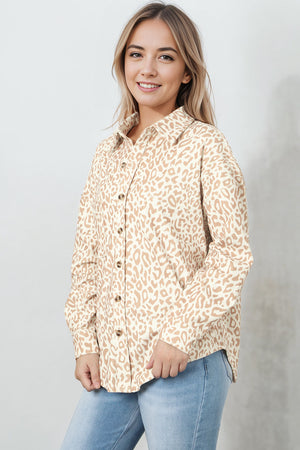 Leopard Corduroy Button Up Shirt-7