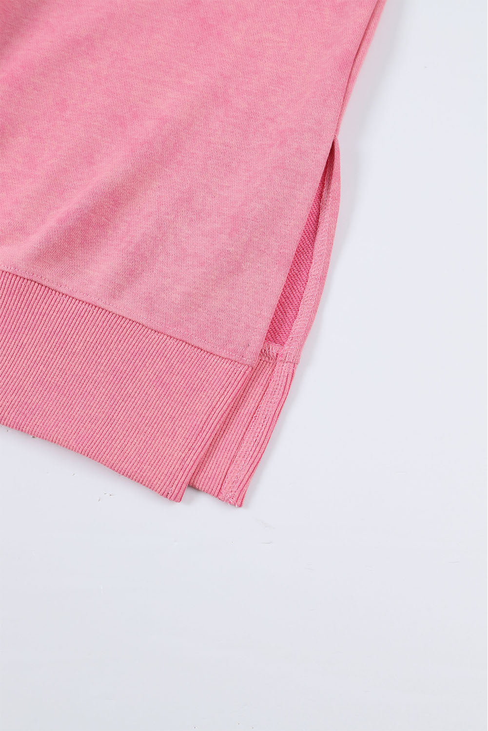 Pink Drop Shoulder Ribbed Trim Oversized Sweatshirt-6