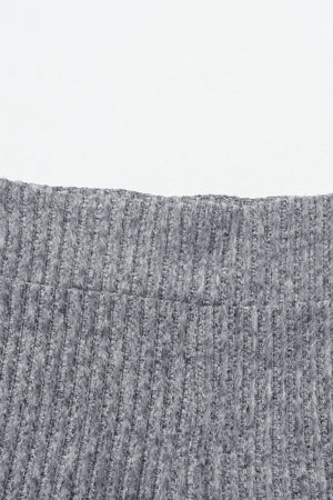 Gray Wide Waistband Ribbed Textured Knit Leggings-9