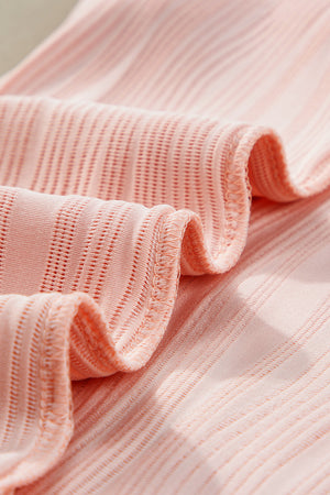 Pink Wavy Texture Cap Sleeve Top-14