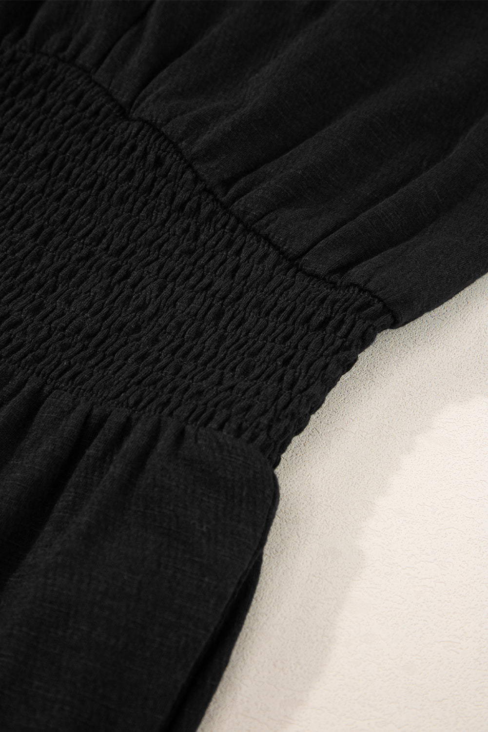 Black Shirred High Waist Sleeveless V Neck Jumpsuit-9