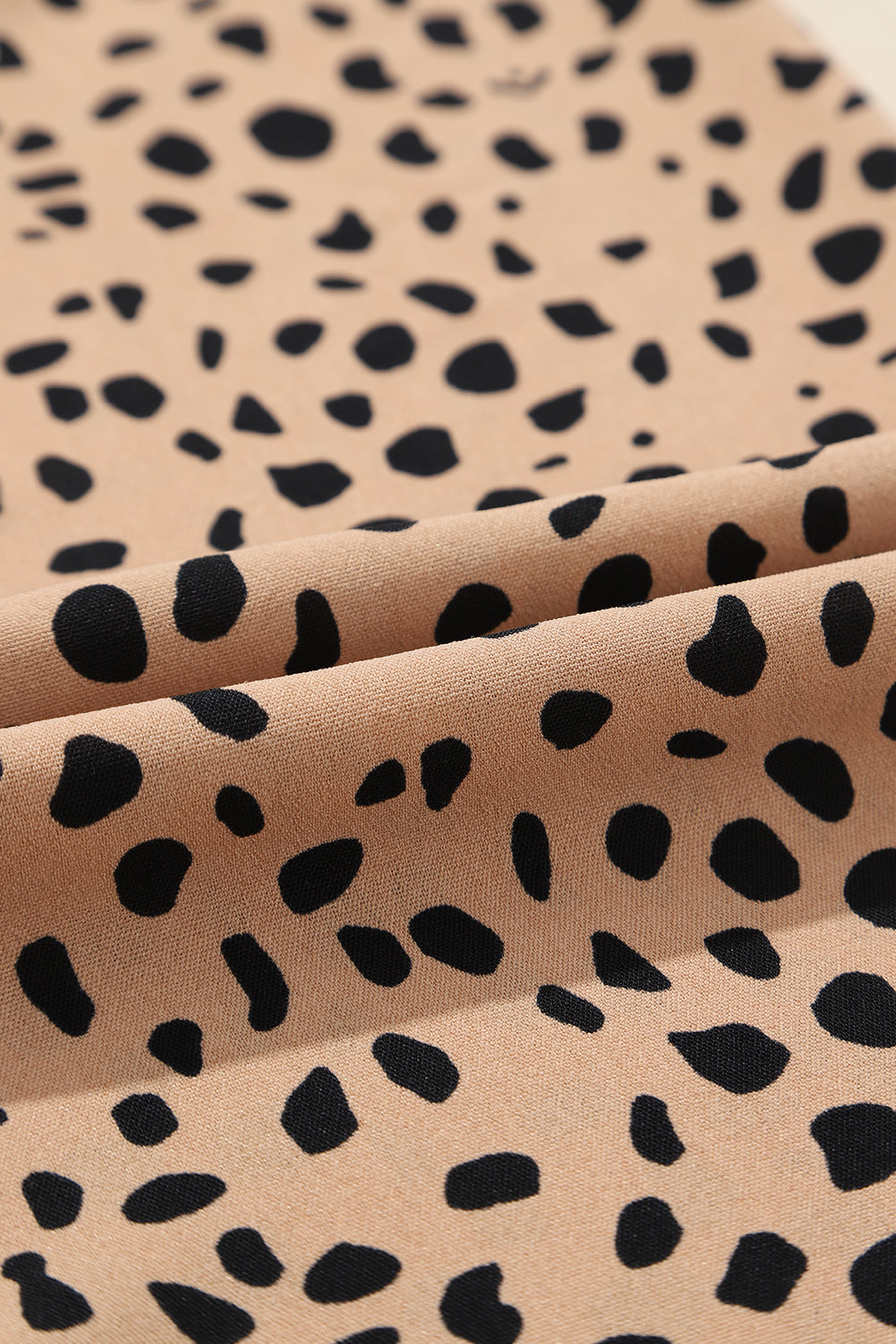 Khaki Leopard Contrast Half Button Casual Blouse-4