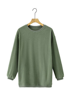Green Ribbed Corded Oversized Sweatshirt-14