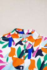 Multicolour Abstract Leafy Print Short Sleeve Shirt-8