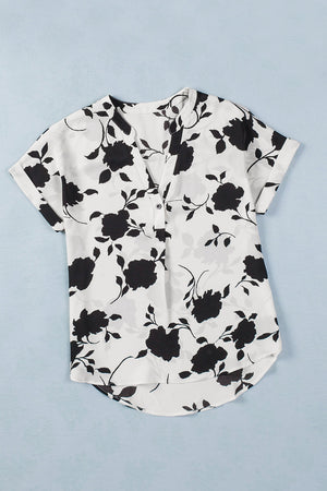 ΑΜΕΣΑ ΔΙΑΘΕΣΙΜΟ: φλοράλ κοντομάνικο μπλουζάκι ELVIE WHITE