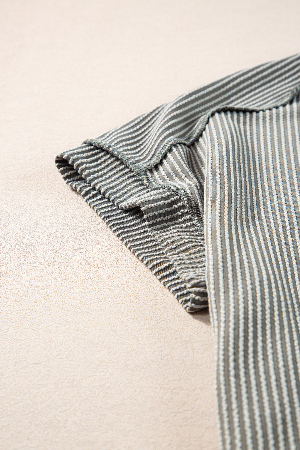 Medium Grey Textured Knit Exposed Stitching T-shirt-8