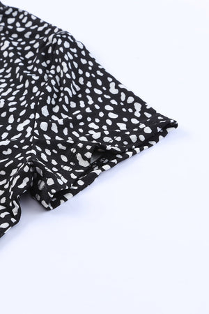 Black Cheetah Print O-neck Short Sleeve T Shirt-8