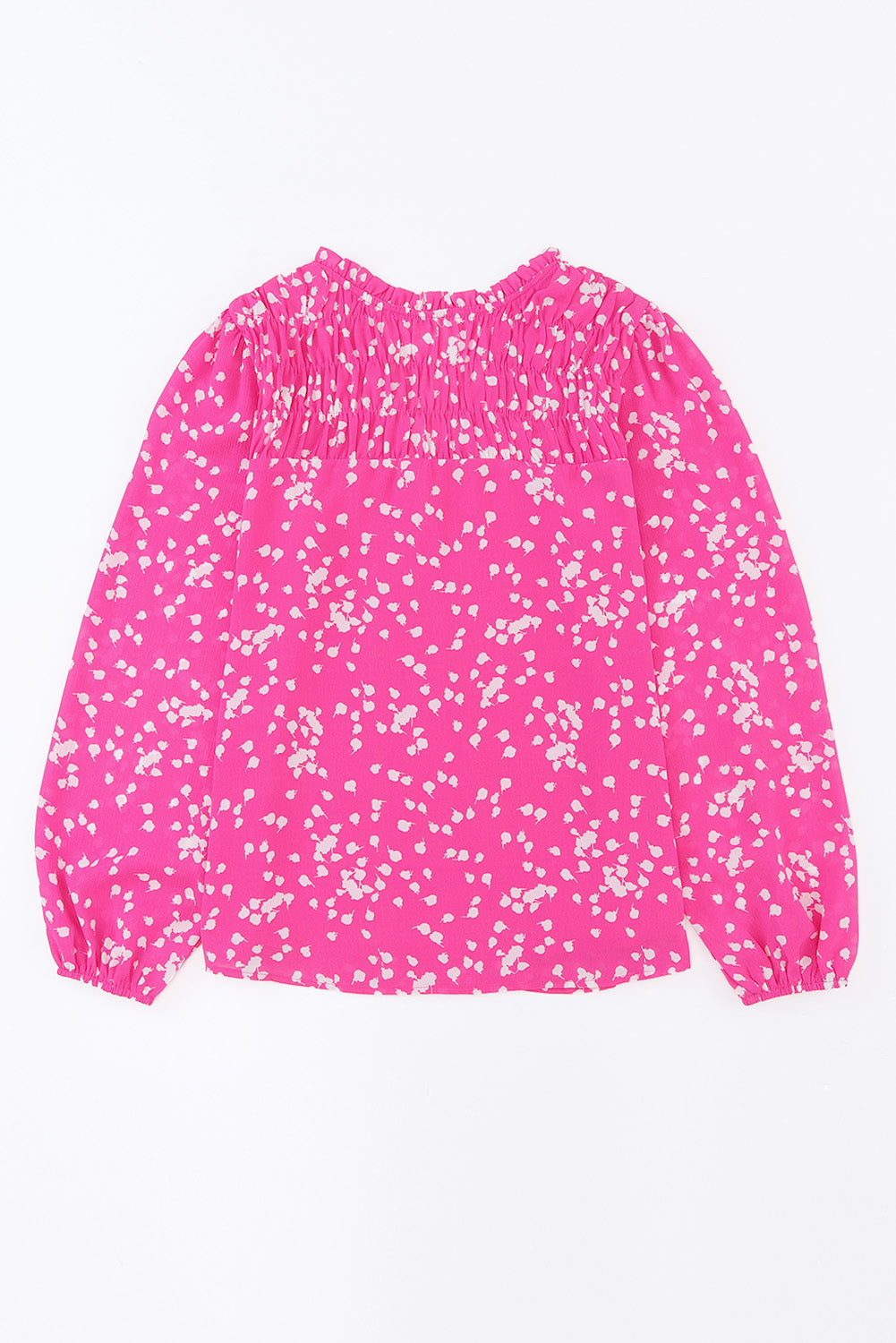 Pink Split Neck Fall Printed Crinkled Blouse-11
