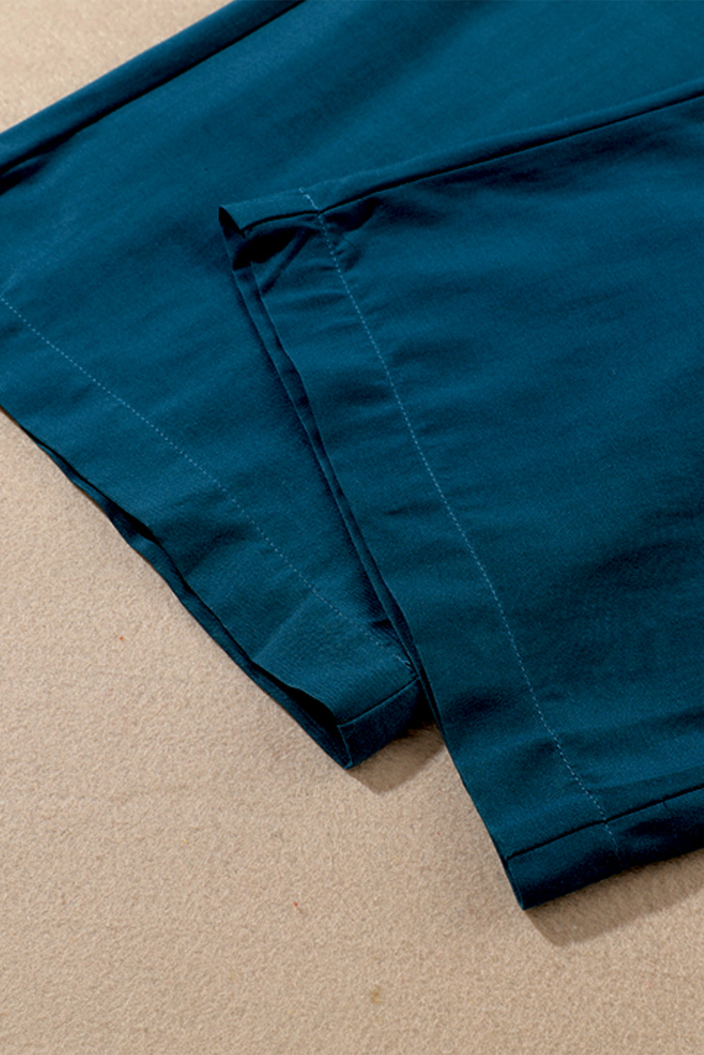Blue Drawstring Elastic Waist Casual Wide Leg Pants-10