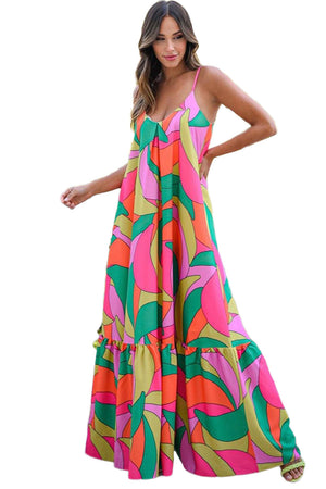ΑΜΕΣΑ ΔΙΑΘΕΣΙΜΟ: χρωματιστό μάξι αμάνικο boho φόρεμα EMELDA