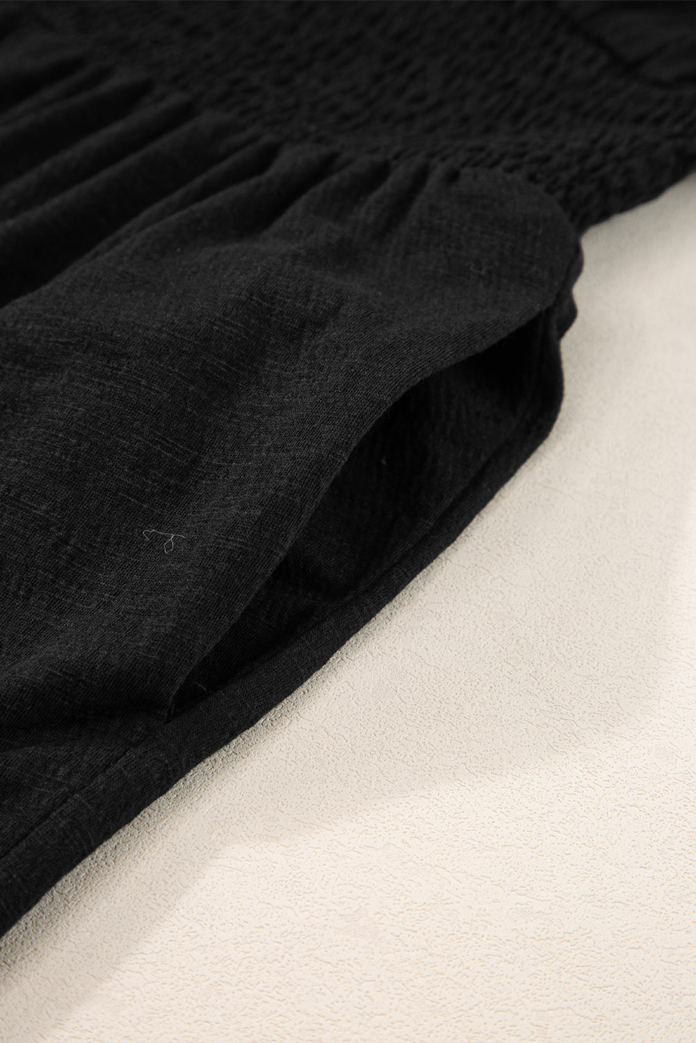 Black Shirred High Waist Sleeveless V Neck Jumpsuit-8