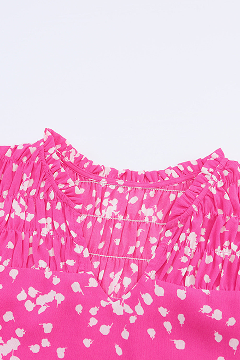Pink Split Neck Fall Printed Crinkled Blouse-12