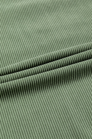 Green Ribbed Corded Oversized Sweatshirt-10