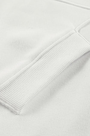 White Oversized Quarter-Zip Pullover Sweatshirt-8