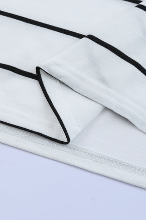 White Stripe Print Open Back Sleeveless Maxi Dress with Slits-8