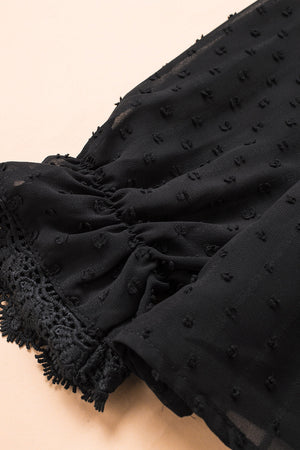 ΑΜΕΣΑ ΔΙΑΘΕΣΙΜΟ: μαύρο πουά δαντελένιο μπλουζάκι LATRICIA BLACK