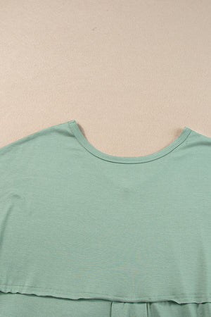 Grass Green V Neck Hidden Pocket Splits Maxi T-shirt Dress-13