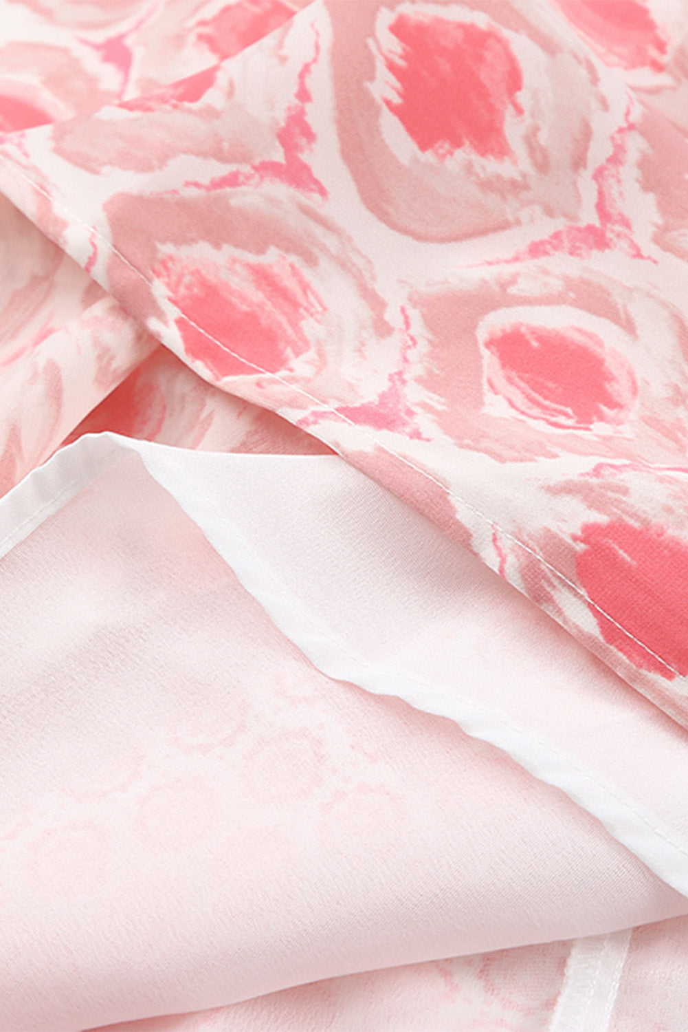 Pink Abstract Print Split Neck Sleeveless Maxi Dress-17