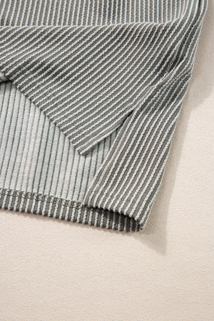 Medium Grey Textured Knit Exposed Stitching T-shirt-9