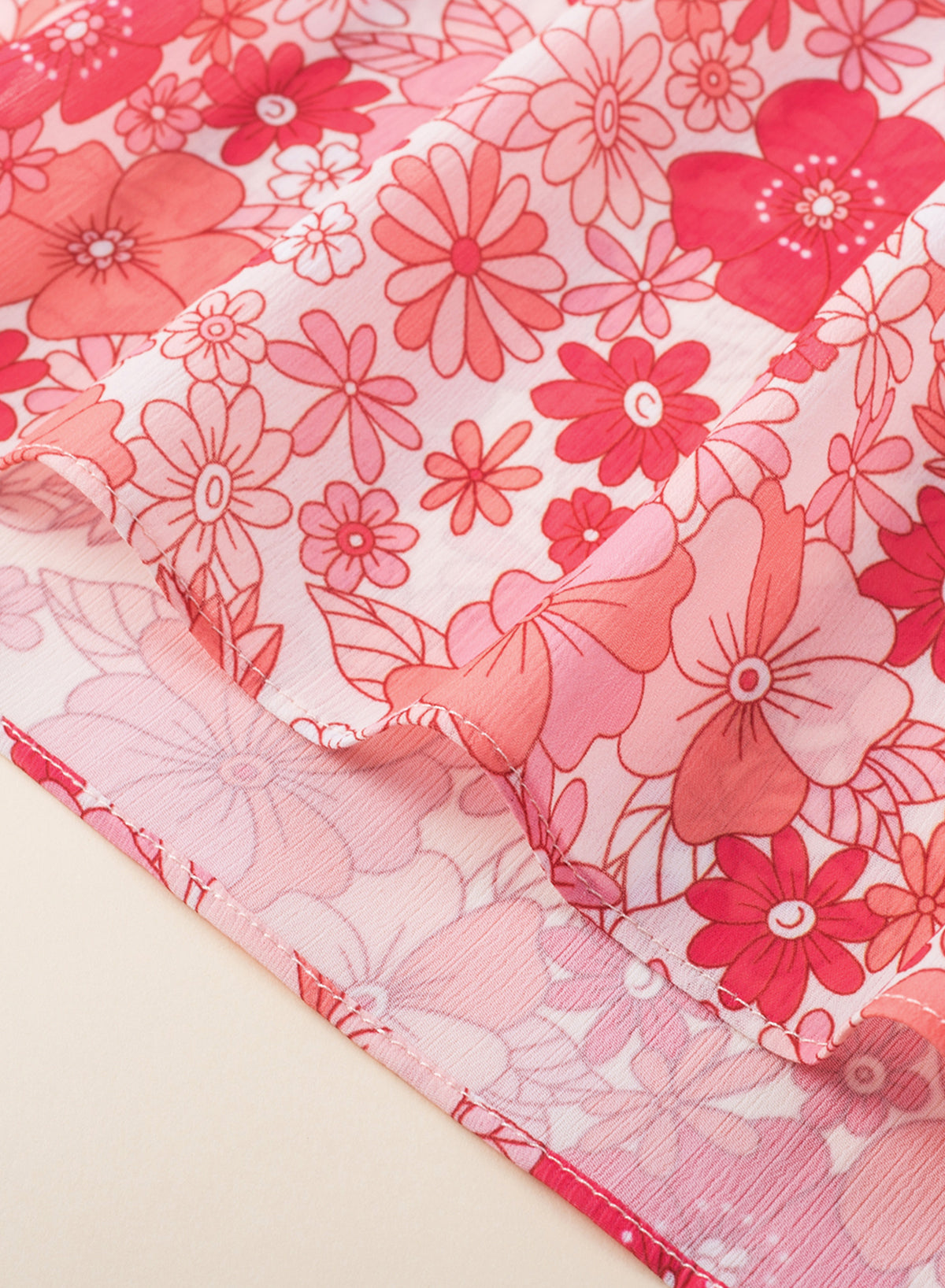 Pink Boho Floral V Neck Kimono Style Blouse-15