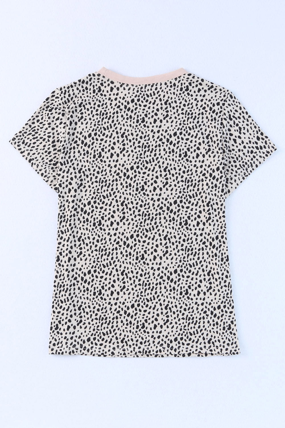 Apricot Cheetah Print O-neck Short Sleeve T Shirt-10
