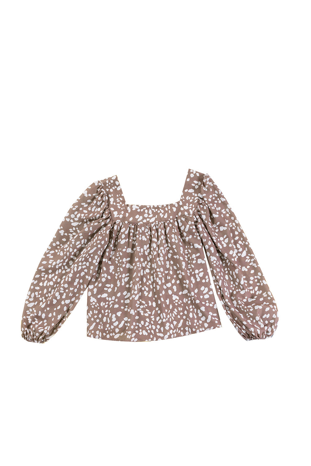 Leopard Square Neck Puff Sleeve Blouse-11