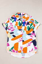 Multicolour Abstract Leafy Print Short Sleeve Shirt-6