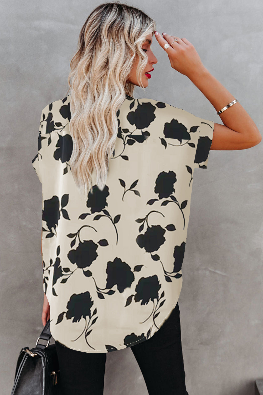 ΑΜΕΣΑ ΔΙΑΘΕΣΙΜΟ: εκρού φλοράλ κοντομάνικο μπλουζάκι ELVIE APRICOT