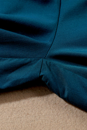 Blue Drawstring Elastic Waist Casual Wide Leg Pants-11